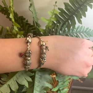 Pandora rope bracelet with silver beads